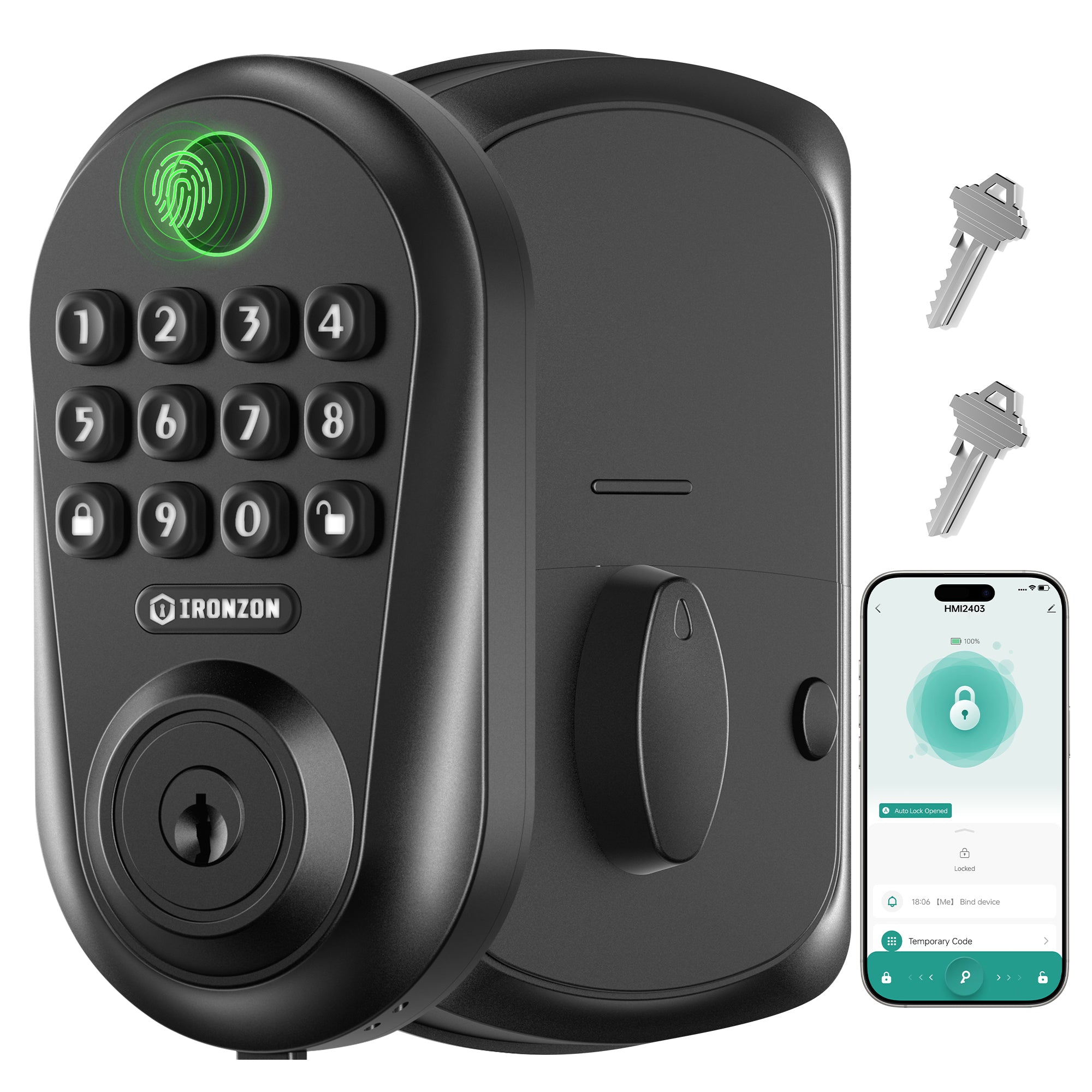 350Y Keyless Entry Door Lock Deadbolt with Fingerprint, Keypad, APP, Digital Auto-Locking Deadbolt, Easy Install for Front Door