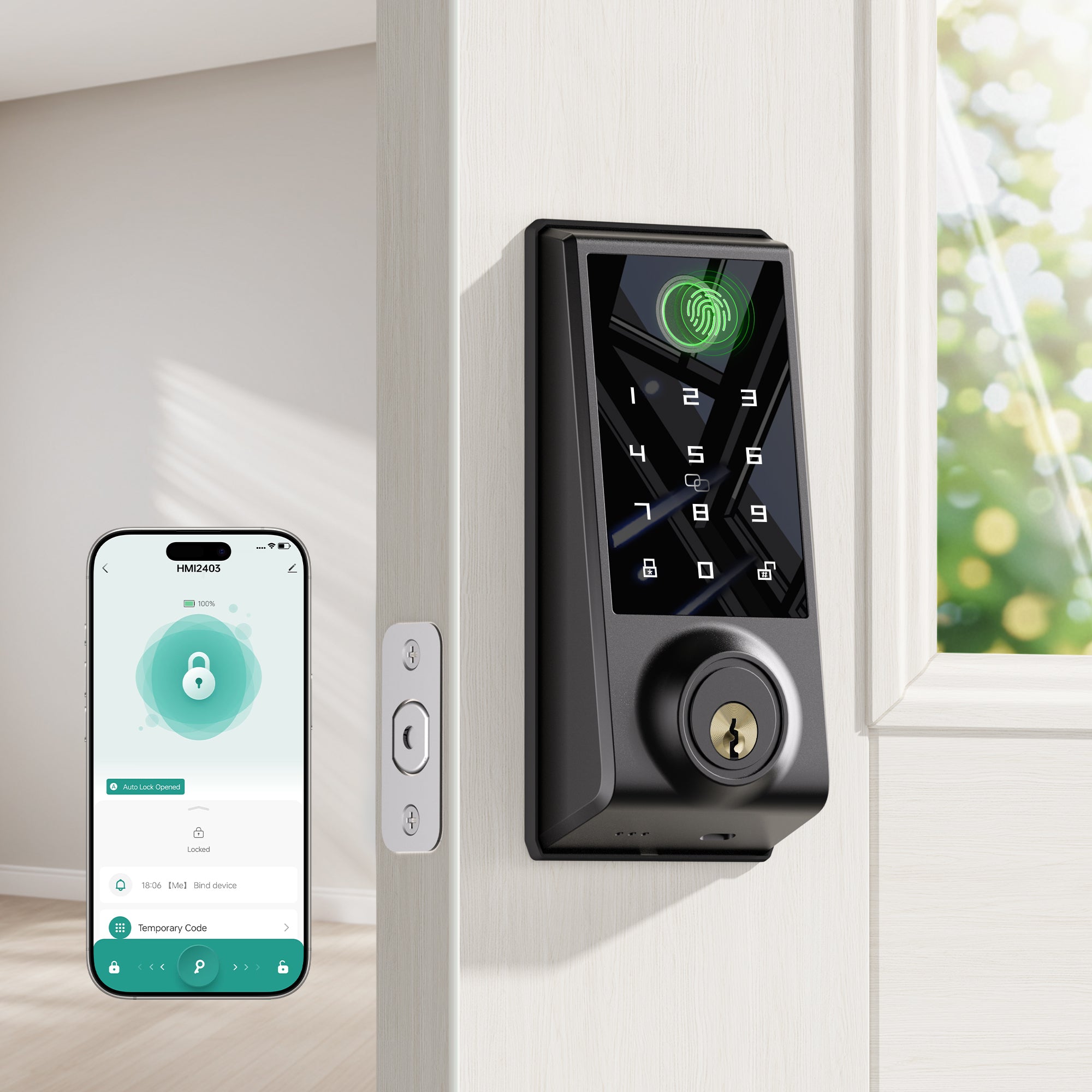 391Y Smart Lock Fingerprint Door Lock - 4-in-1 Keyless Entry Deadbolt with Touchscreen Keypad, Auto Lock, for Front Door, Secure & Modern Home Access