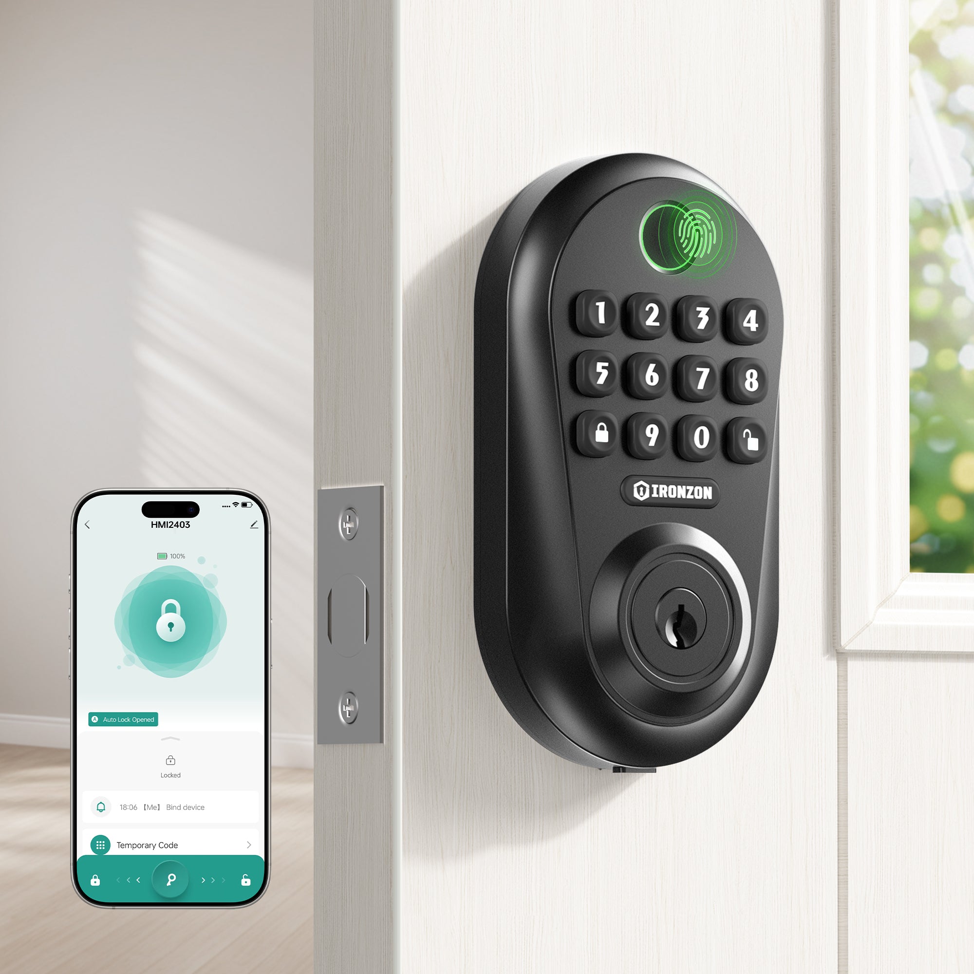 350Y Keyless Entry Door Lock Deadbolt with Fingerprint, Keypad, APP, Digital Auto-Locking Deadbolt, Easy Install for Front Door