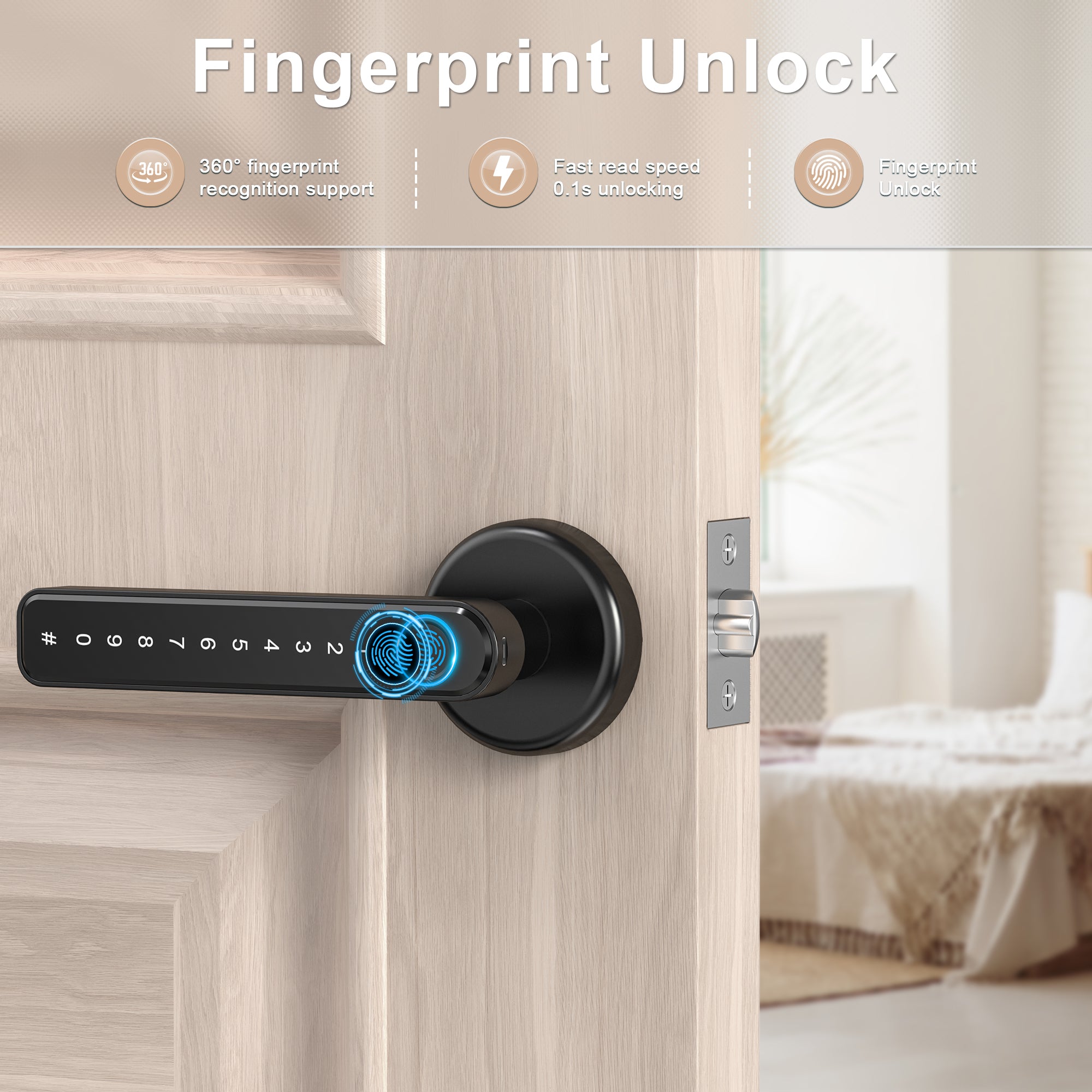 TY190 Fingerprint Door Lock with Smart App/Keyless Entry