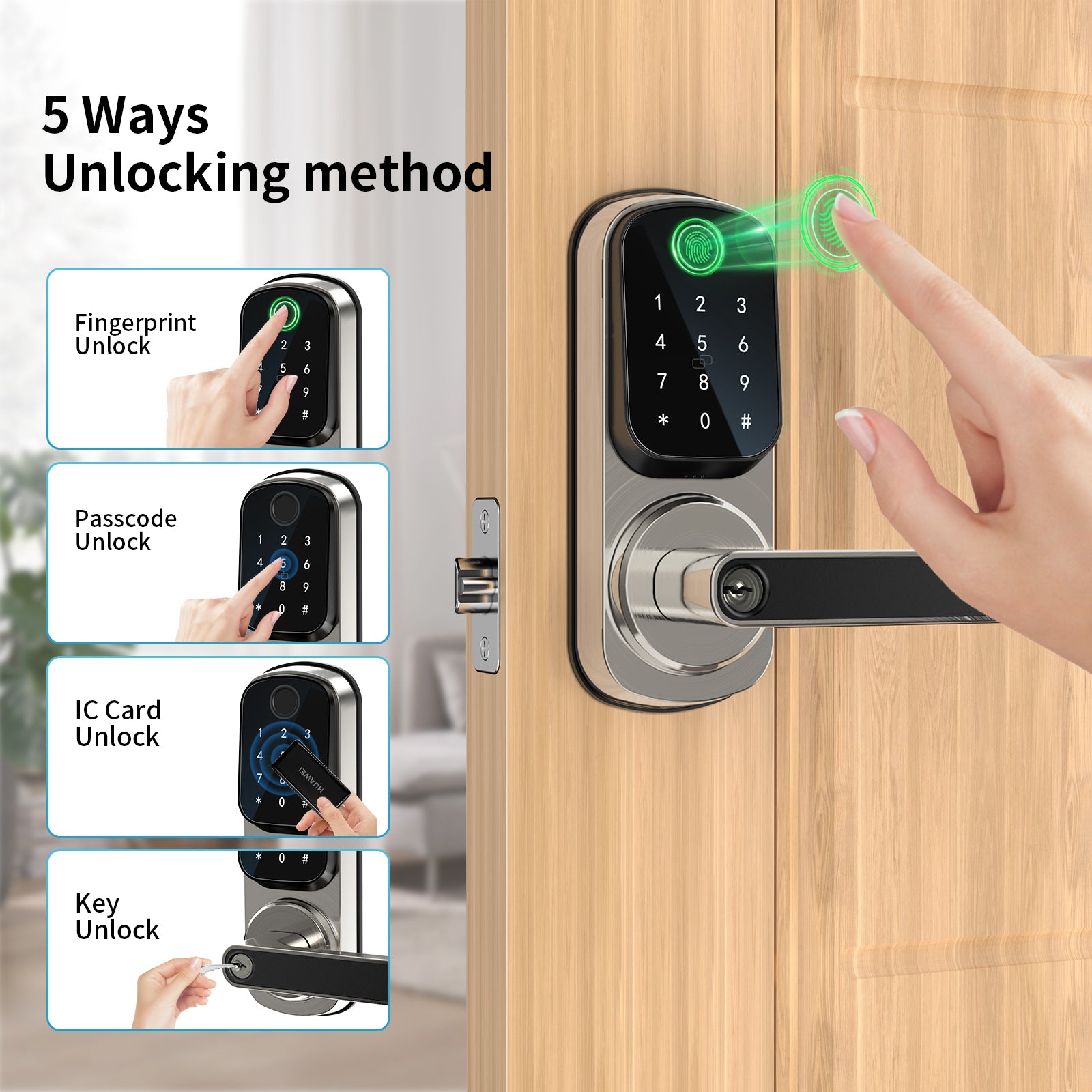 490TS 5-in-1 Deadbolt Smart Lock with Keypad/Fingerprint/App Control
