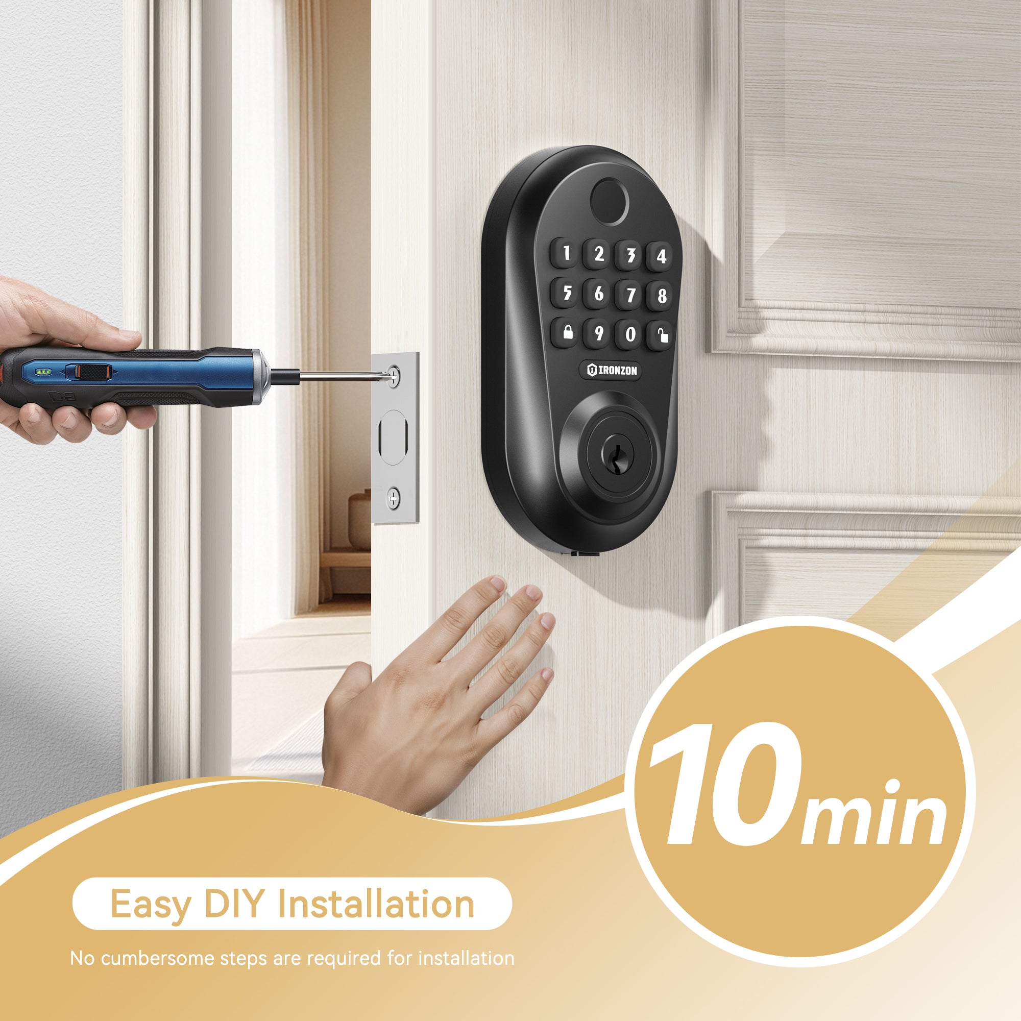 350Y Keyless Entry Door Lock Deadbolt with Fingerprint, Keypad, APP, Digital Auto-Locking Deadbolt, Easy Install for Front Door