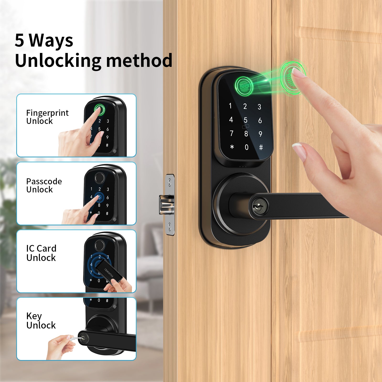 490T 5-in-1 Deadbolt Smart Lock with Keypad/Fingerprint/App Control