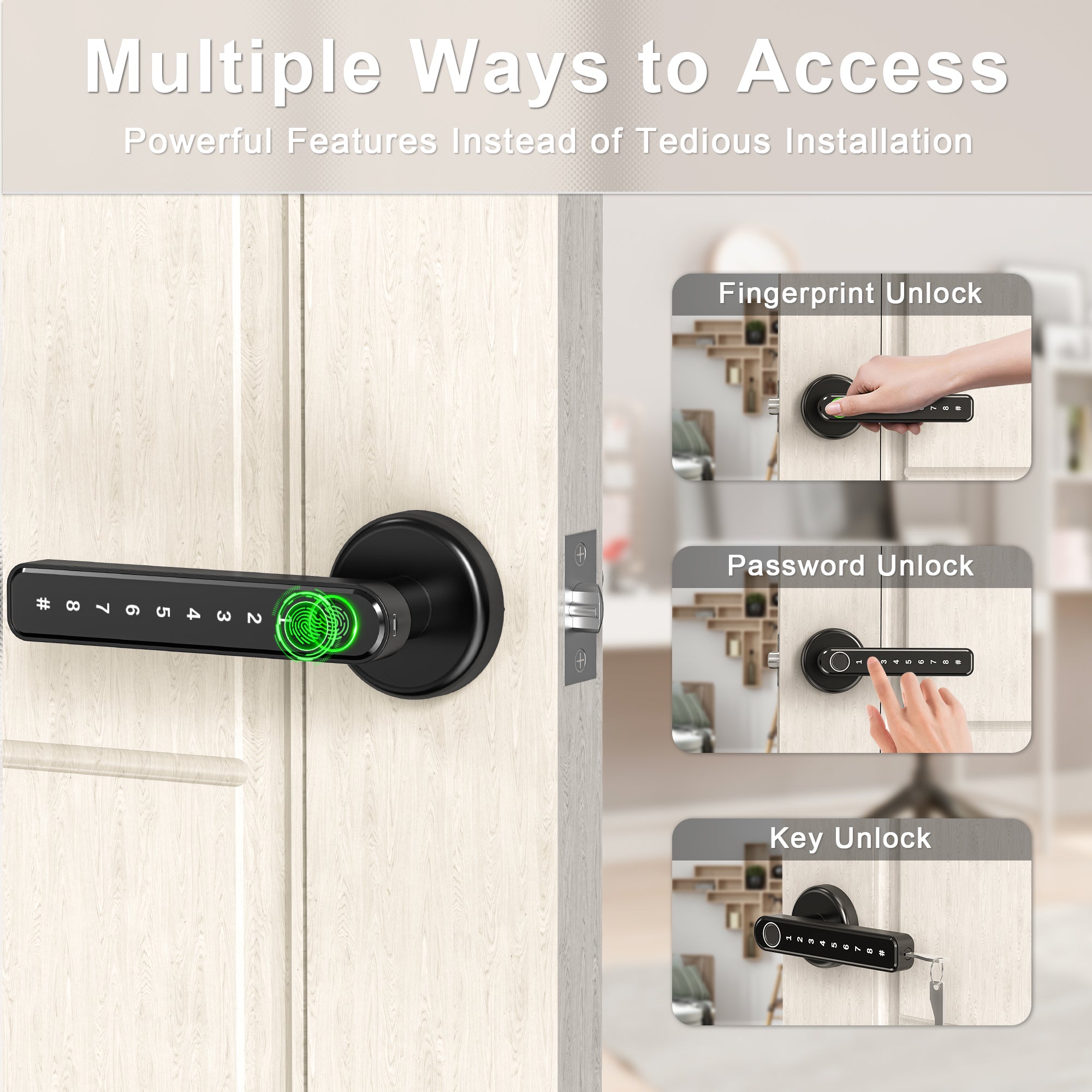 F190 Fingerprint Door Lock with Keypad Keyless Entry Smart Lock