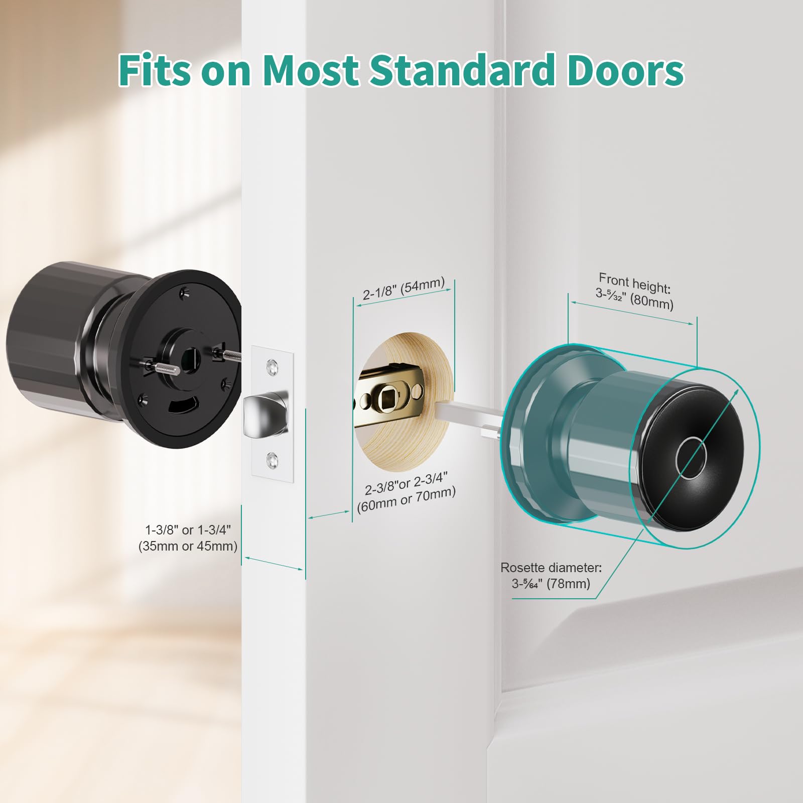 280X Fingerprint Door Knob, Smart Door Knob with APP Control