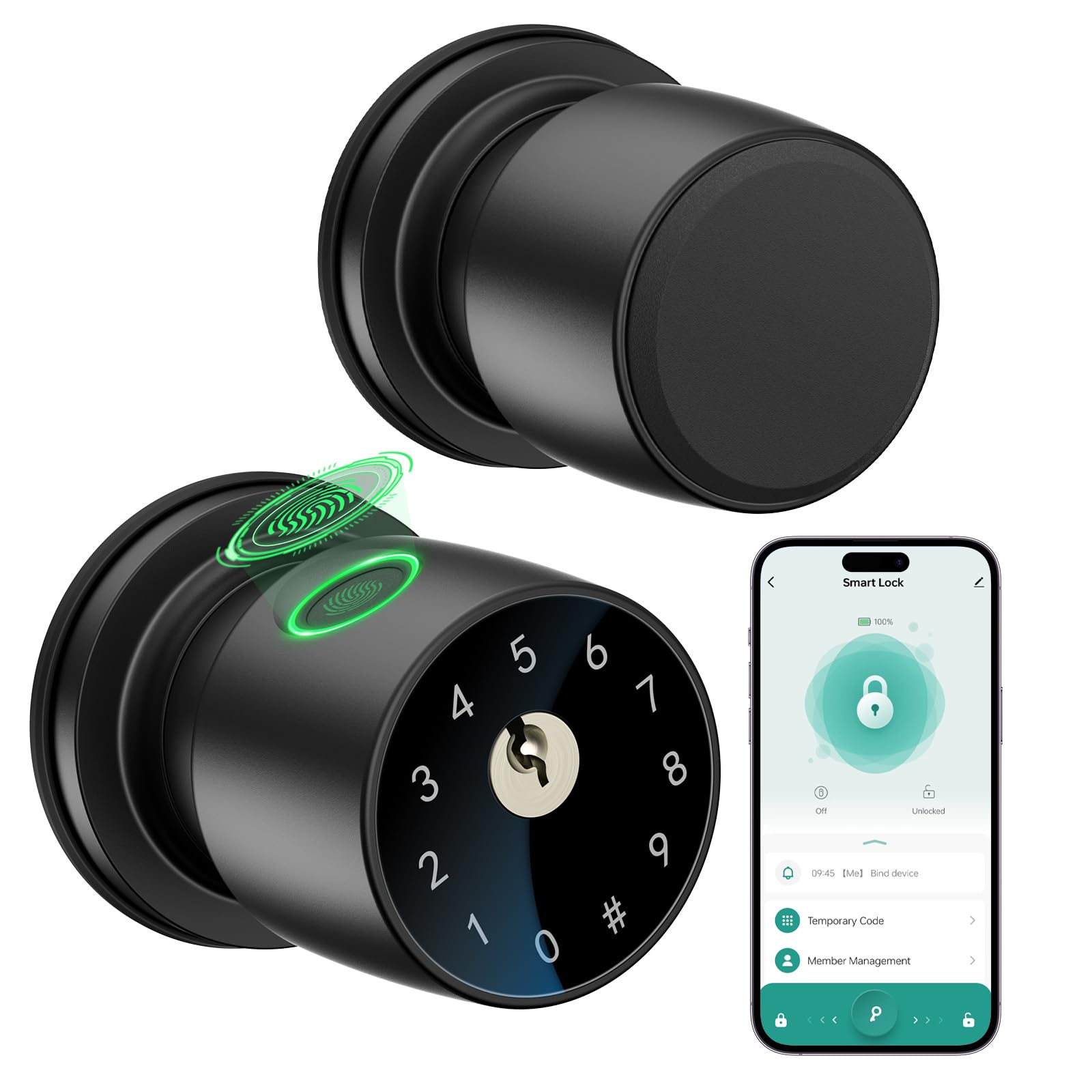 291Y Biometric Fingerprint Door Knob – Smart Keyless Entry Lock