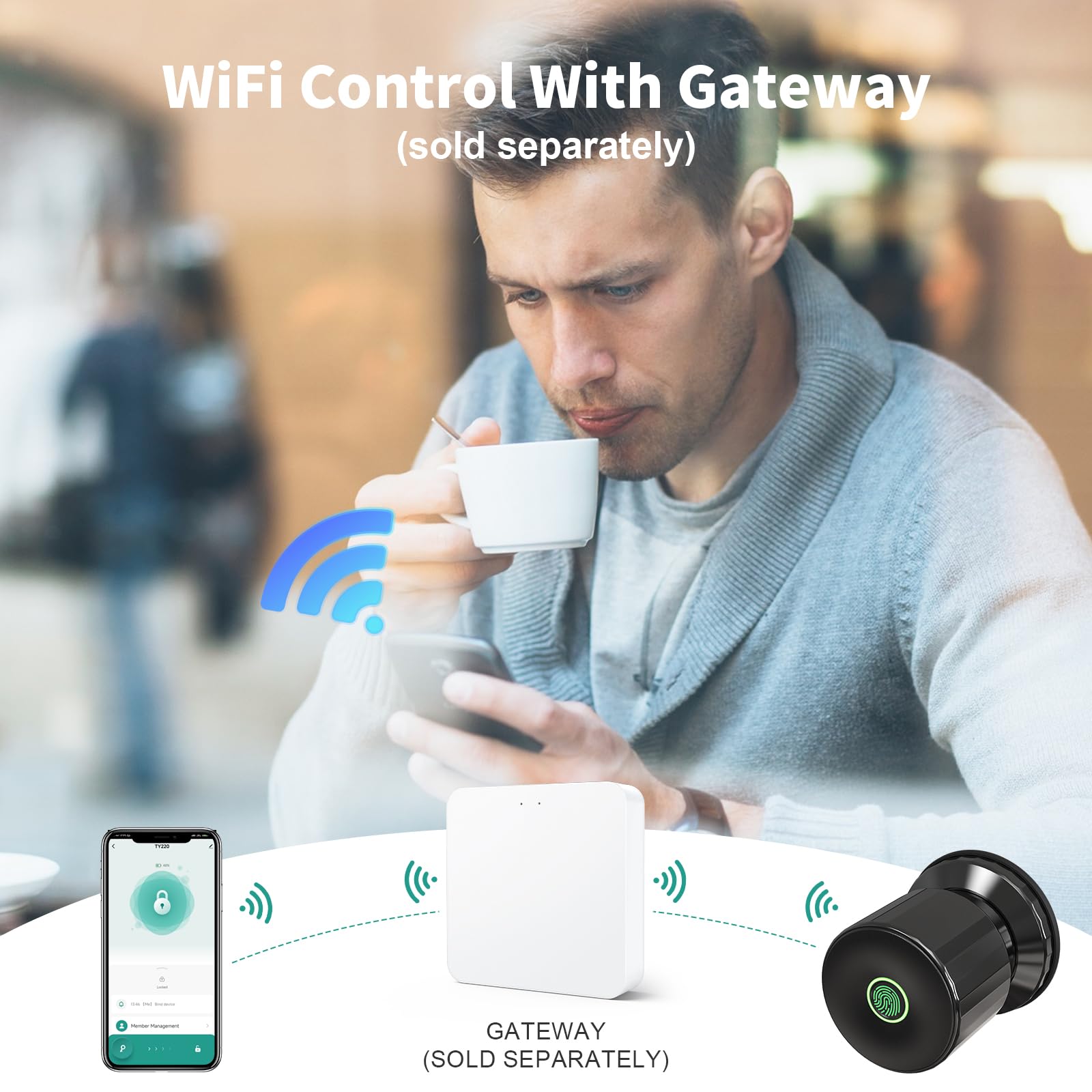 280X Fingerprint Door Knob, Smart Door Knob with APP Control