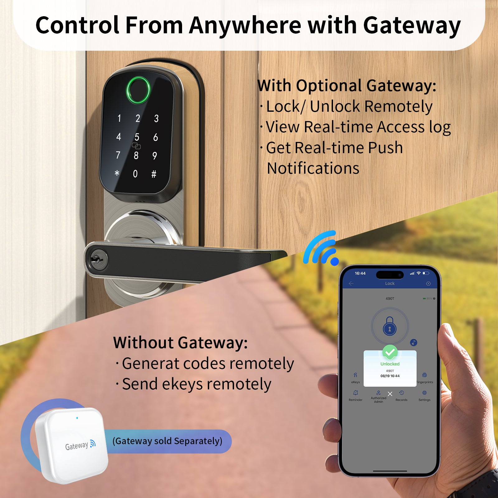 490TS 5-in-1 Deadbolt Smart Lock with Keypad/Fingerprint/App Control