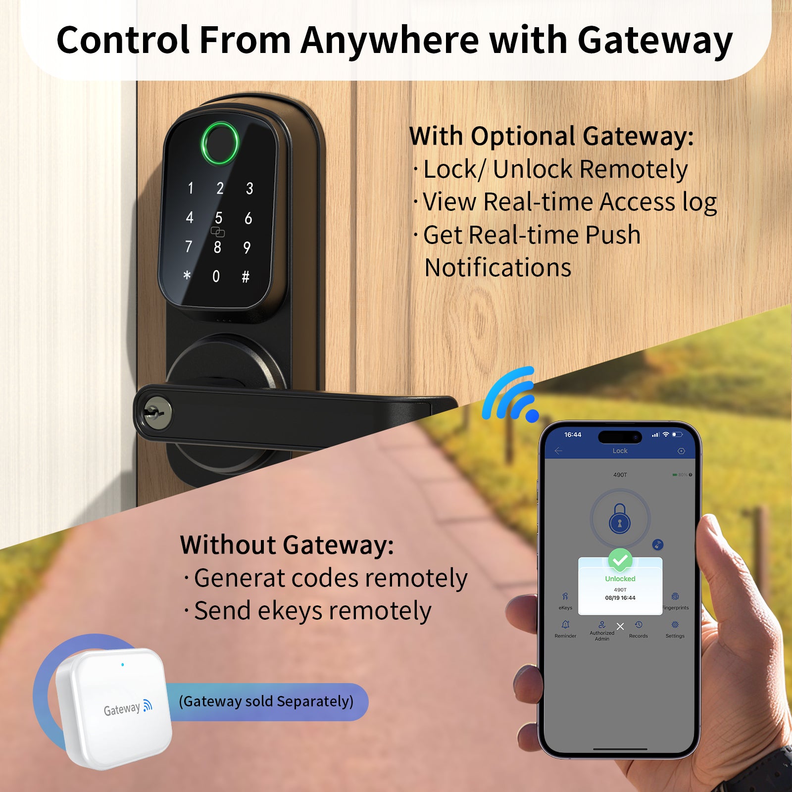 490T 5-in-1 Deadbolt Smart Lock with Keypad/Fingerprint/App Control