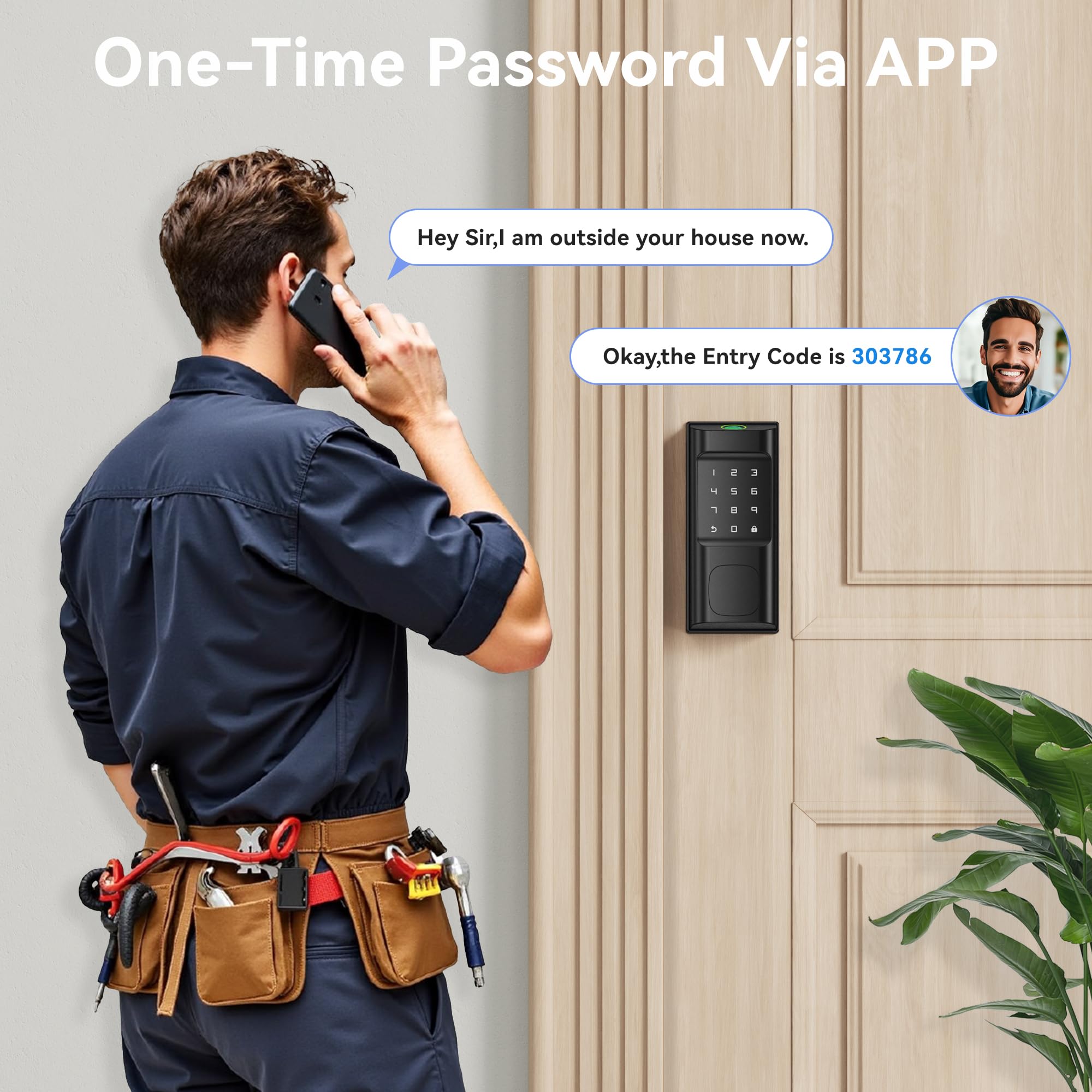 390Y 5-in-1 Smart Deadbolt Lock with Keypad/Fingerprint/App Control