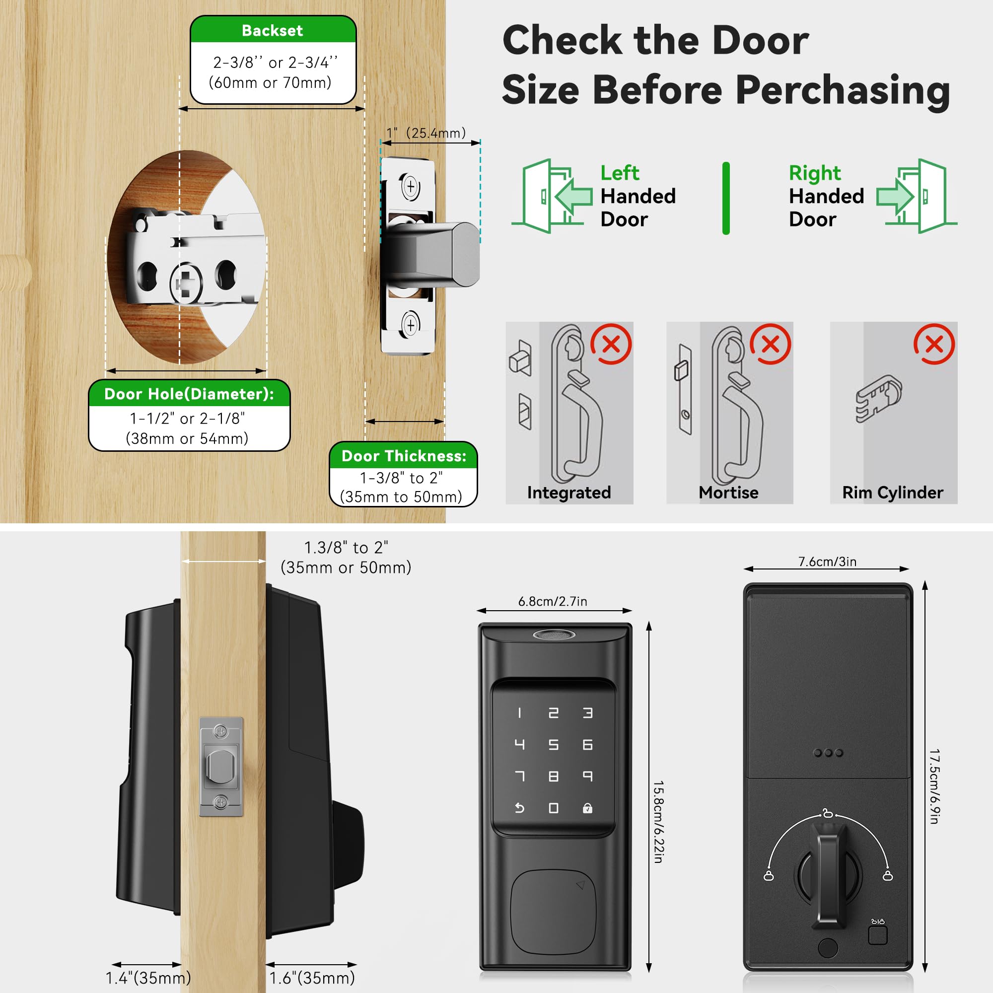 390Y 5-in-1 Smart Deadbolt Lock with Keypad/Fingerprint/App Control