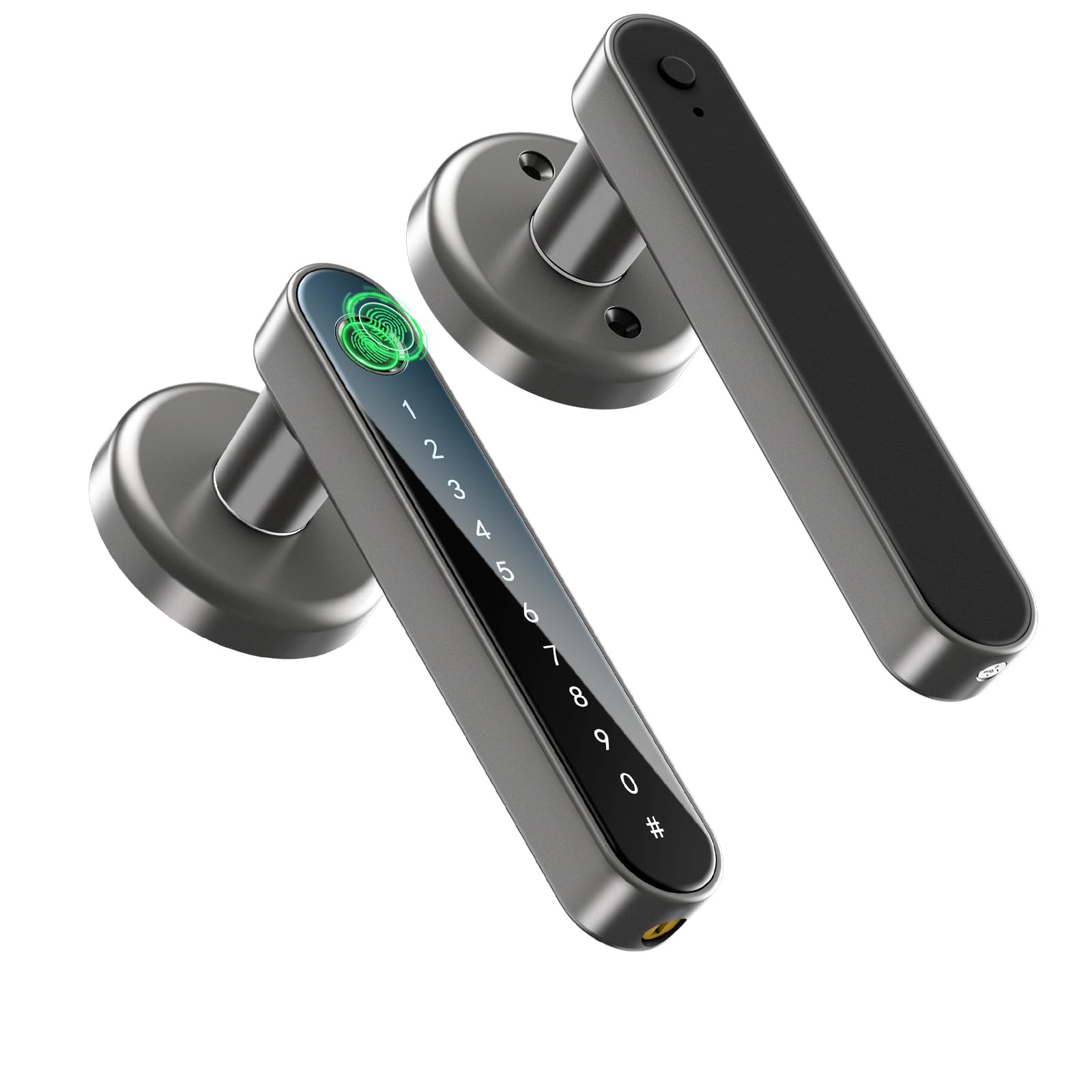 191F Gray Fingerprint Door Lock with Handle Keyless Entry Door Lock