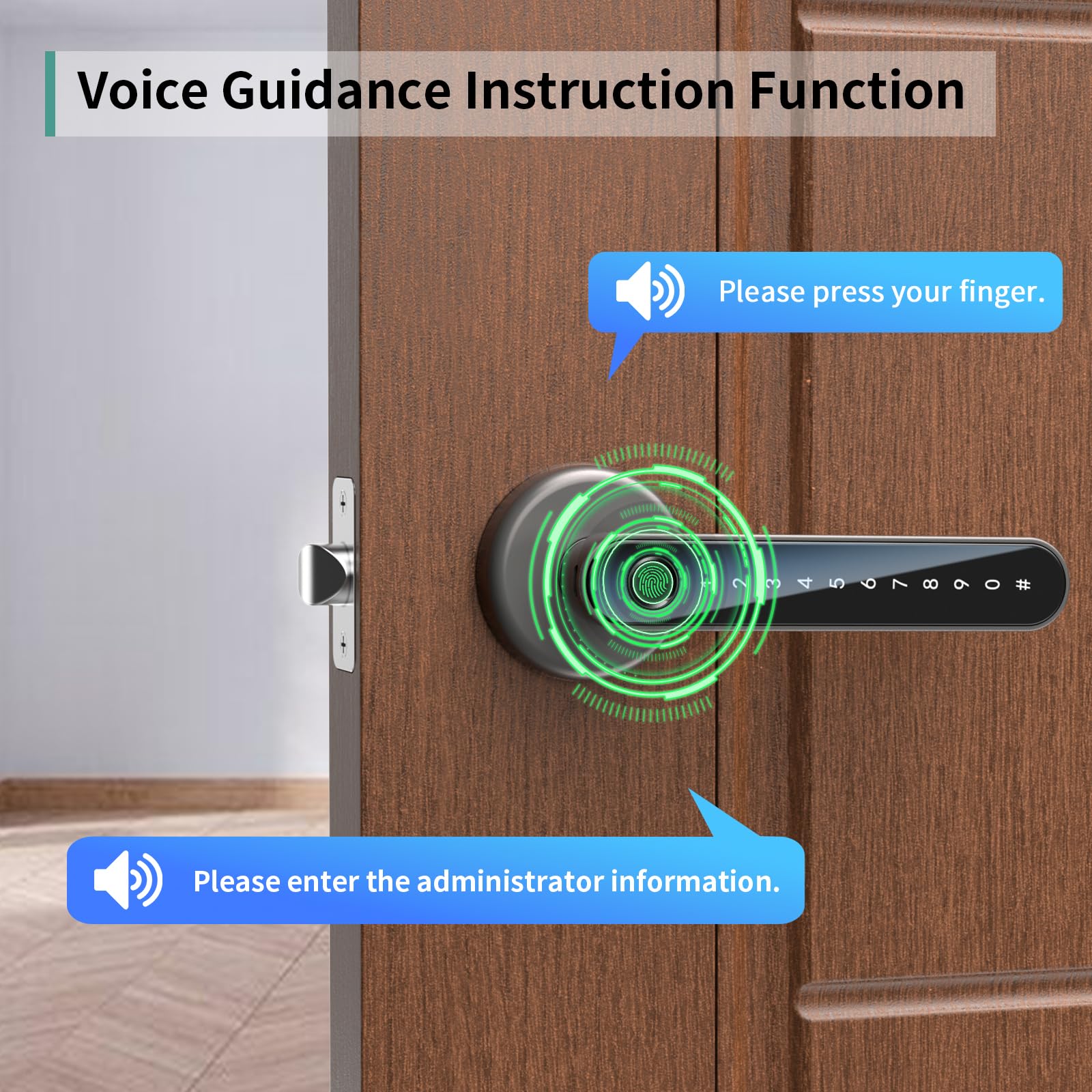 191F Gray Fingerprint Door Lock with Handle Keyless Entry Door Lock