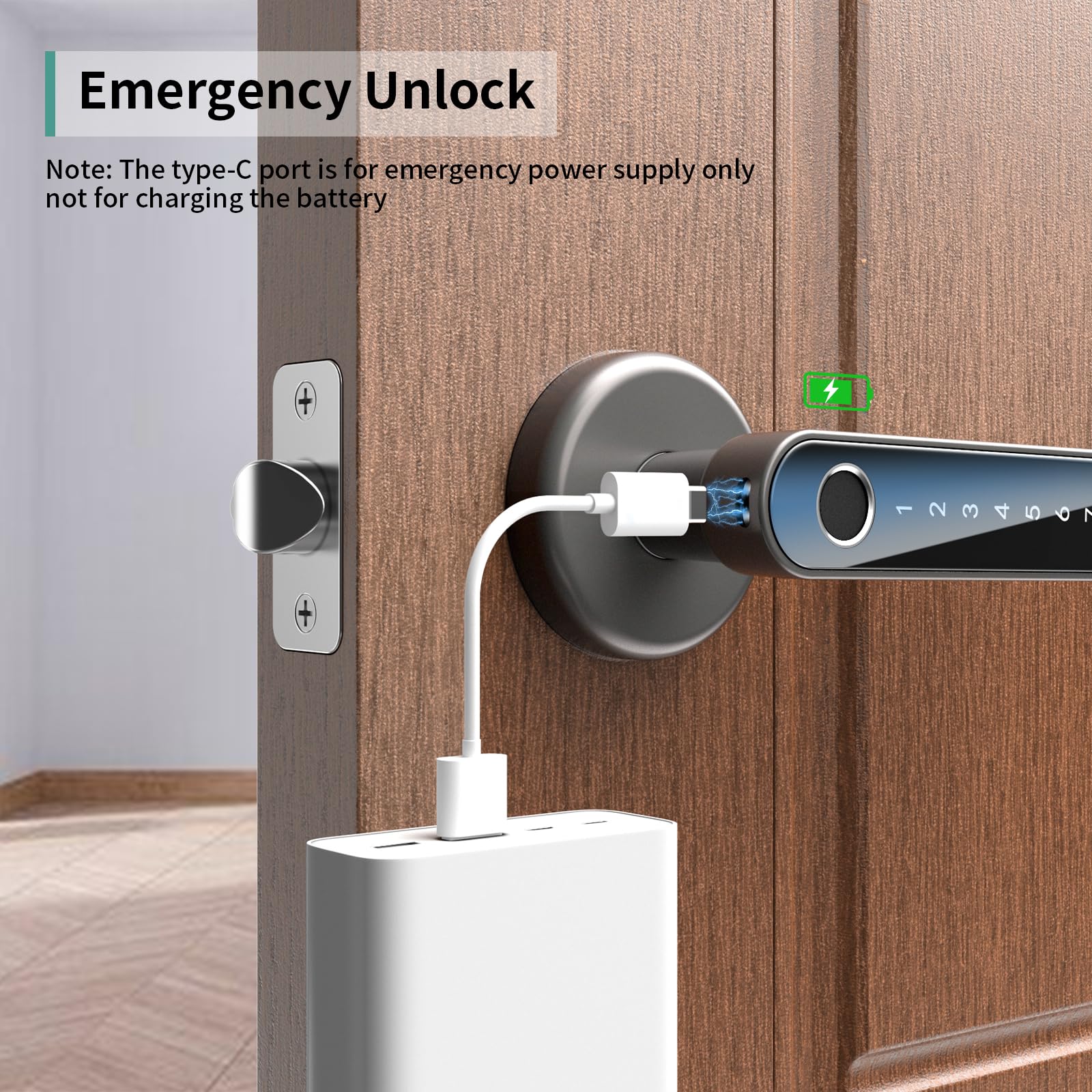 191Y Gray Fingerprint Door Lock Keyless Entry Door Lock with Keypad & Handle