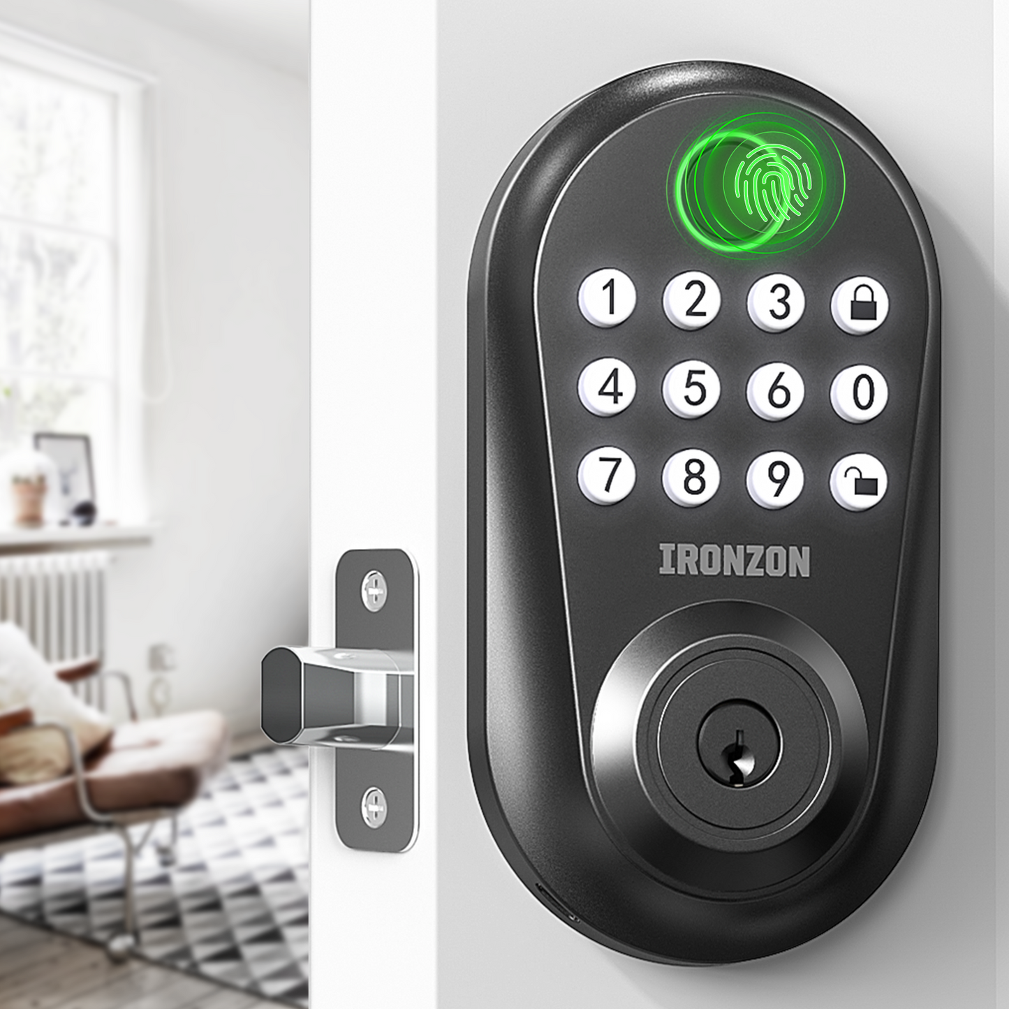 IRONZON Fingerprint Door Lock, Keyless Entry Door Lock with Keypad Deadbolt, Biometric Electronic Door Lock F150