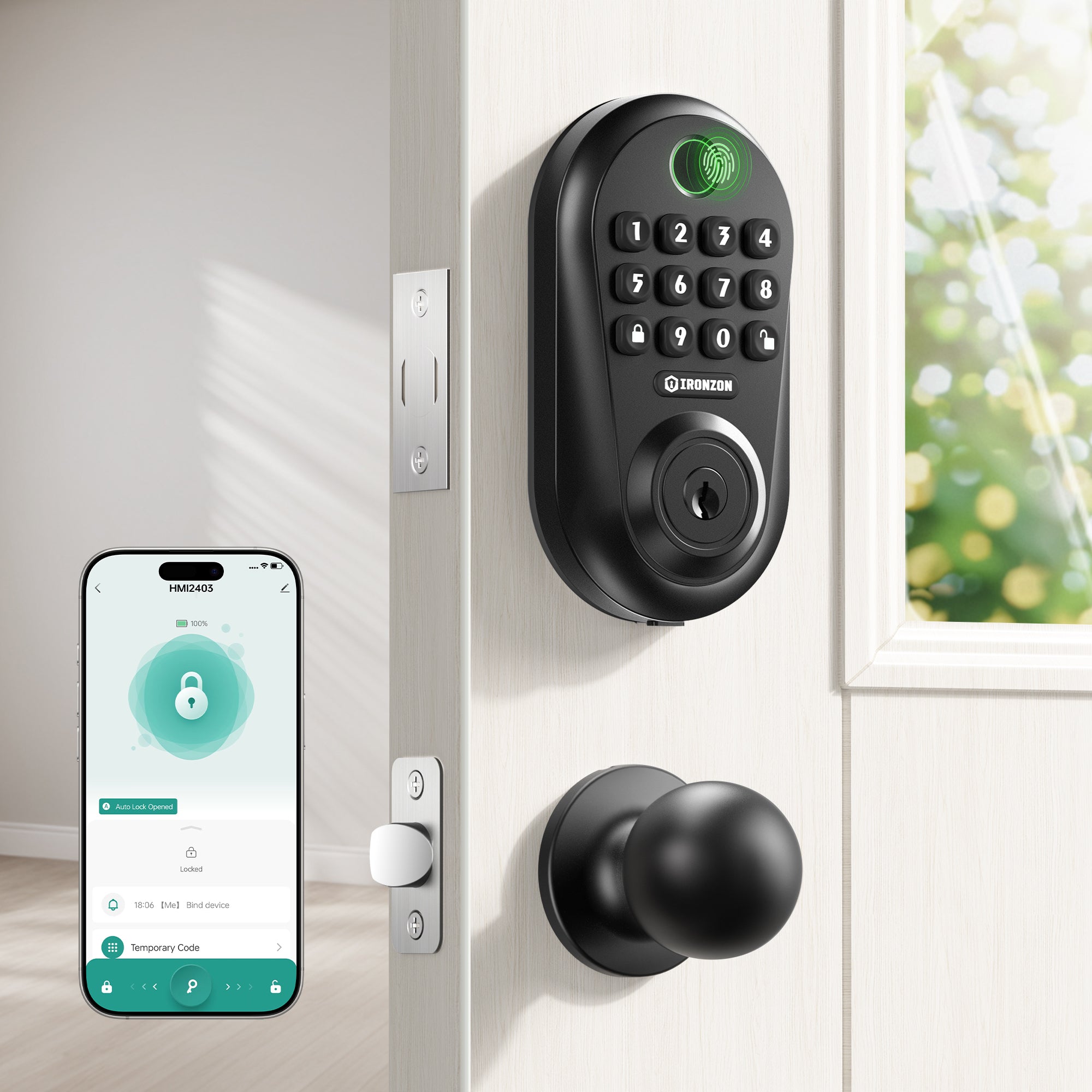 350Y Keyless Entry Door Lock Deadbolt with Knob Set with Fingerprint, Keypad, APP, Digital Auto-Locking Deadbolt, Easy Install for Front Door