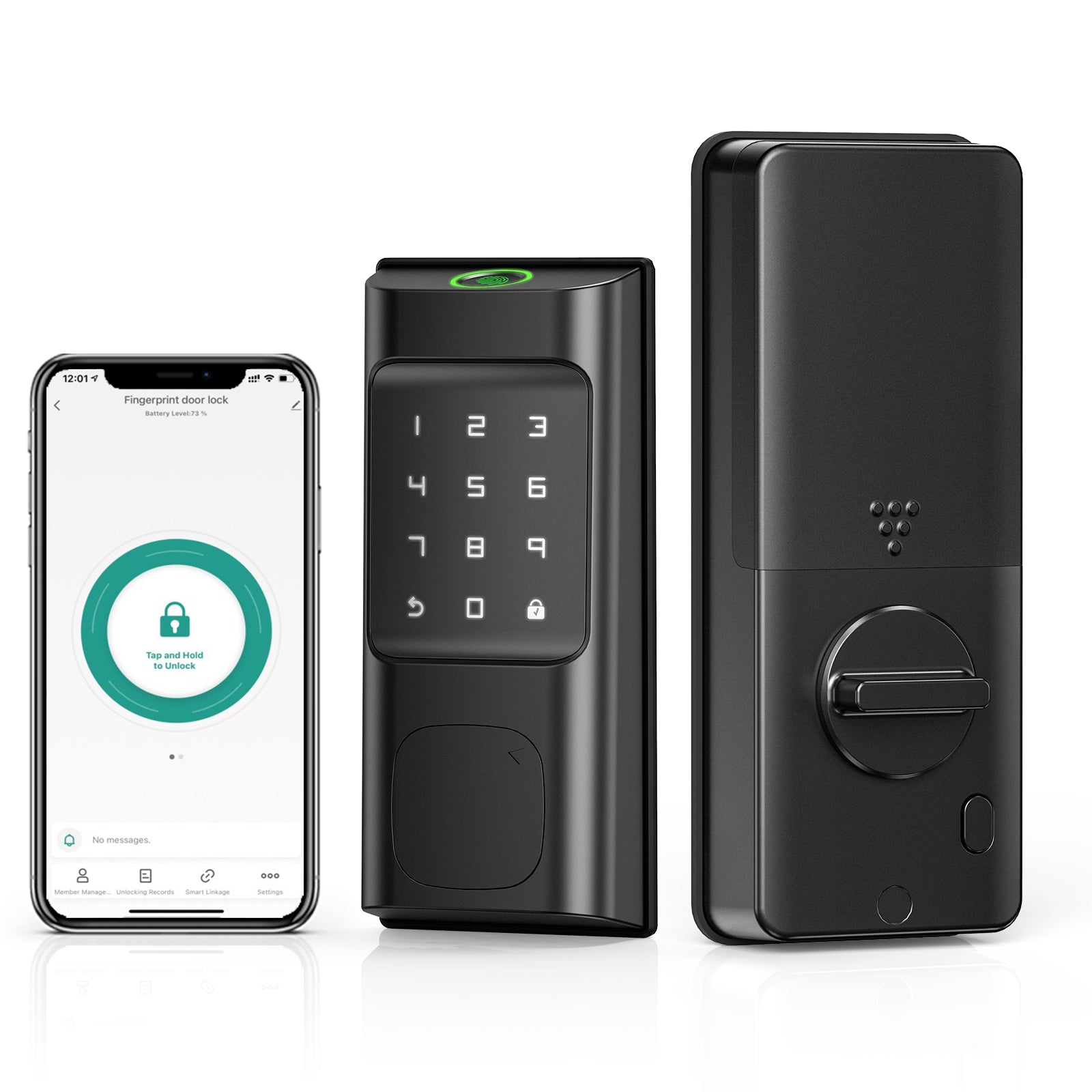 390Y 4-in-1 Smart Deadbolt Lock with Keypad/Fingerprint/App Control/Mechanical Key