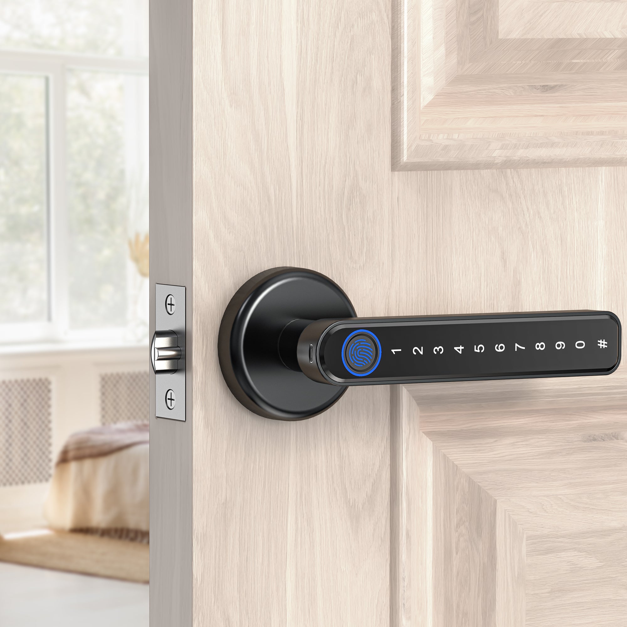 TY190 Fingerprint Door Lock with Smart App/Backup Key/Code/Keyless Entry