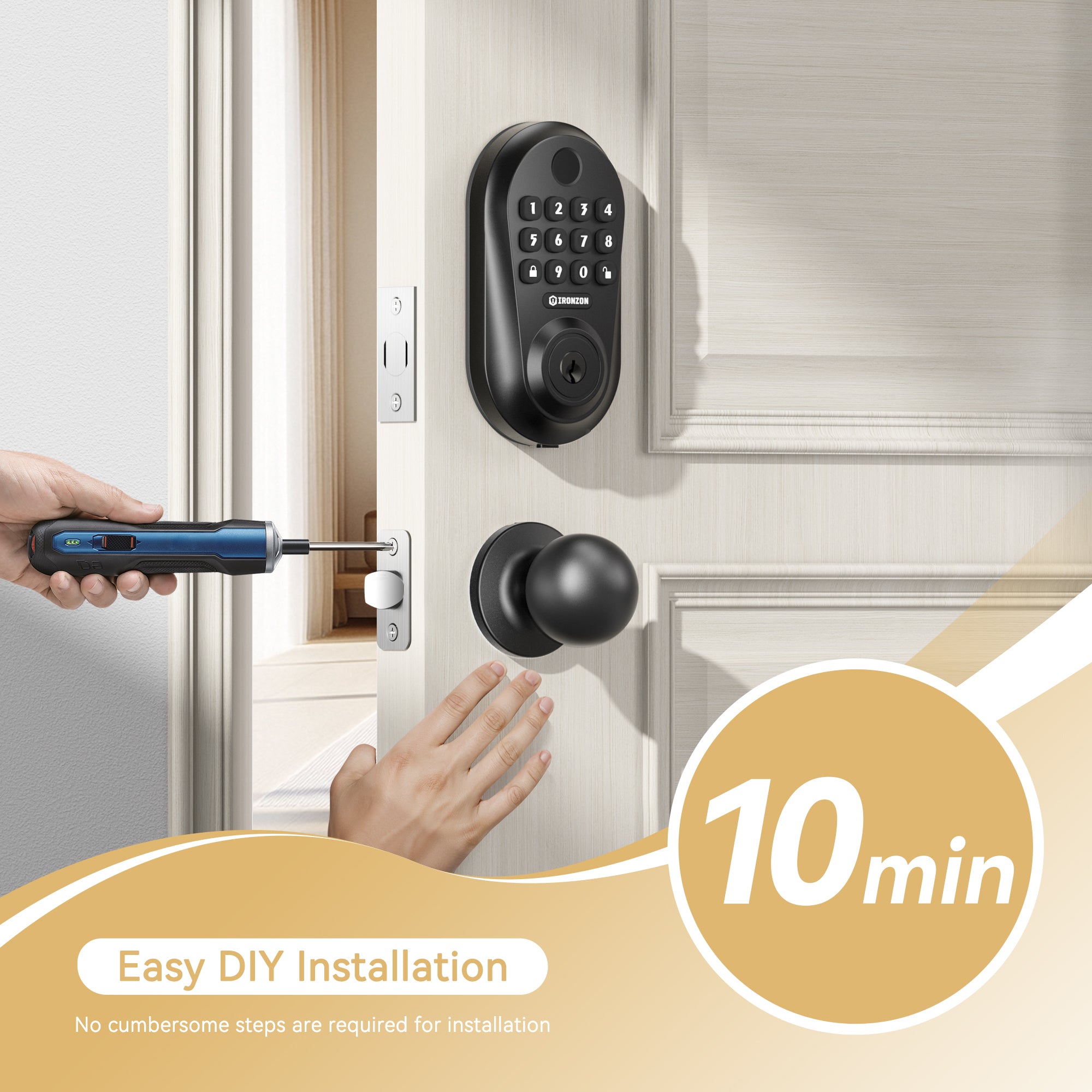 350Y Keyless Entry Door Lock Deadbolt with Knob Set with Fingerprint, Keypad, APP, Digital Auto-Locking Deadbolt, Easy Install for Front Door