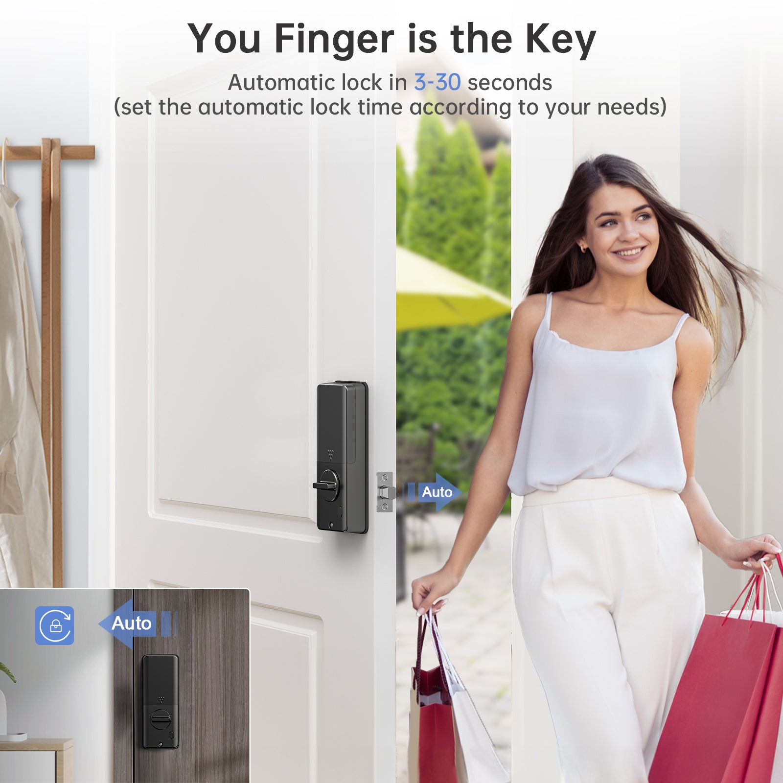 390Y 4-in-1 Smart Deadbolt Lock with Keypad/Fingerprint/App Control/Mechanical Key