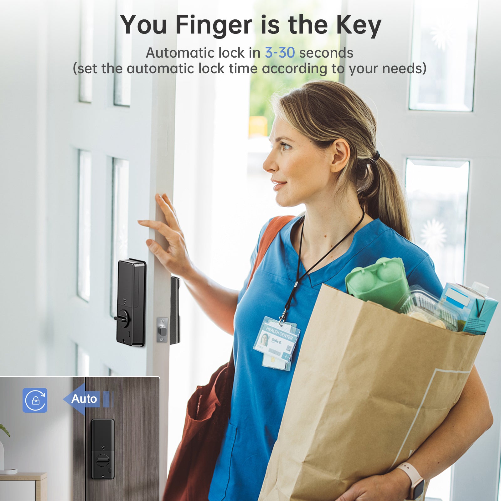 390Y 4-in-1 Smart Deadbolt Lock with Keypad/Fingerprint/App Control/Mechanical Key