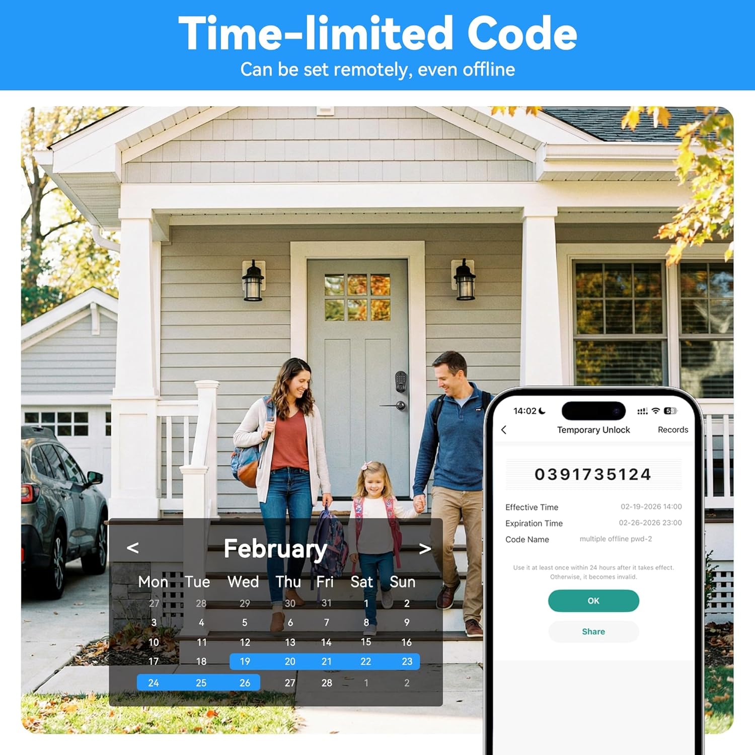 IRONZON Keyless Entry Door Lock - 350Y 5-in-1 Fingerprint Smart Locks for Front Door with Handle Set, Electronic Keypad Door Lock with Handle and Deadbolt - Black