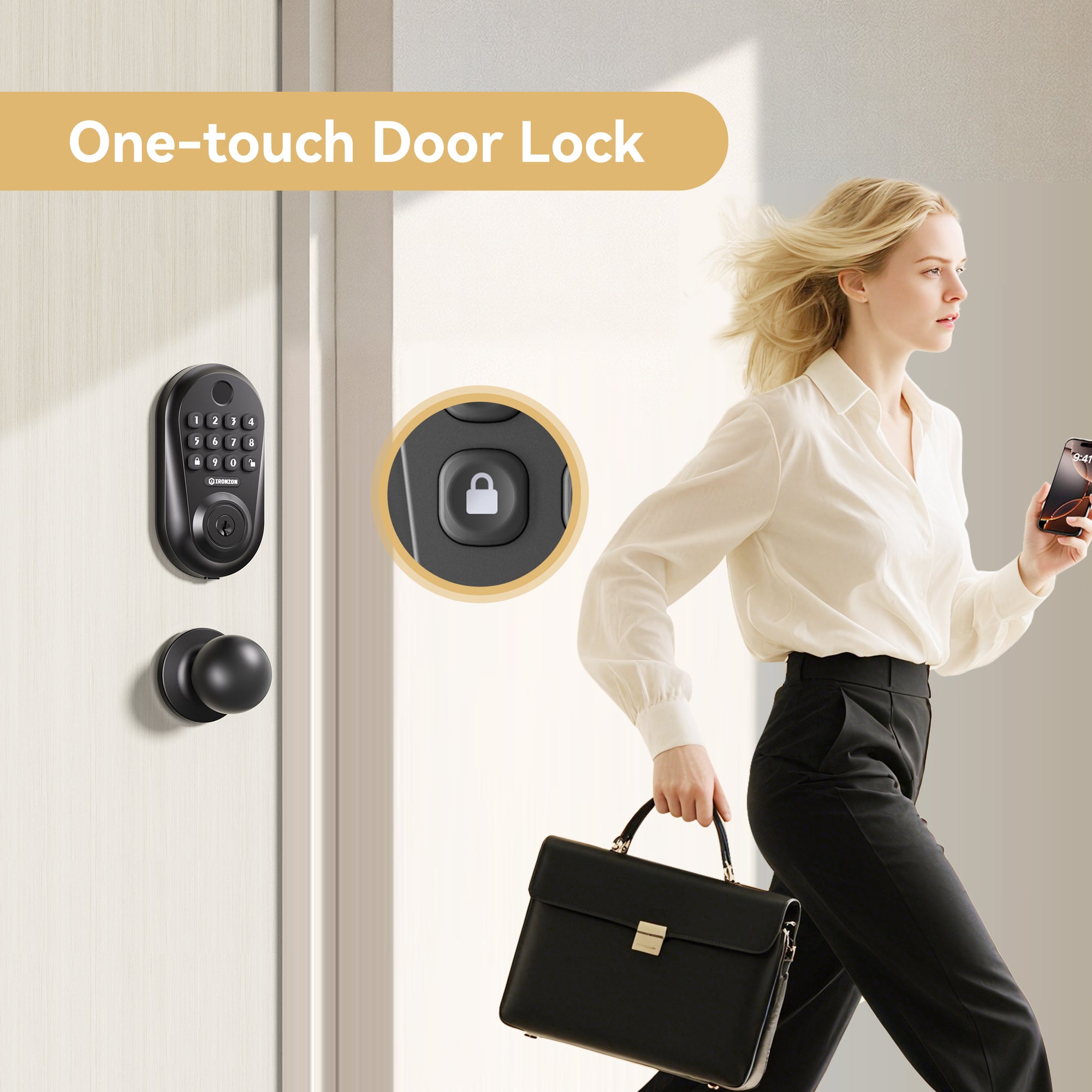 350Y Keyless Entry Door Lock Deadbolt with Knob Set with Fingerprint, Keypad, APP, Digital Auto-Locking Deadbolt, Easy Install for Front Door