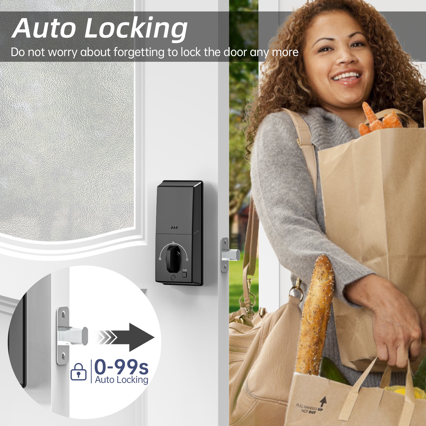 IRONZON Fingerprint Door Lock, Keyless Entry Door Lock with Keypad Deadbolt, Biometric Electronic Door Lock F150
