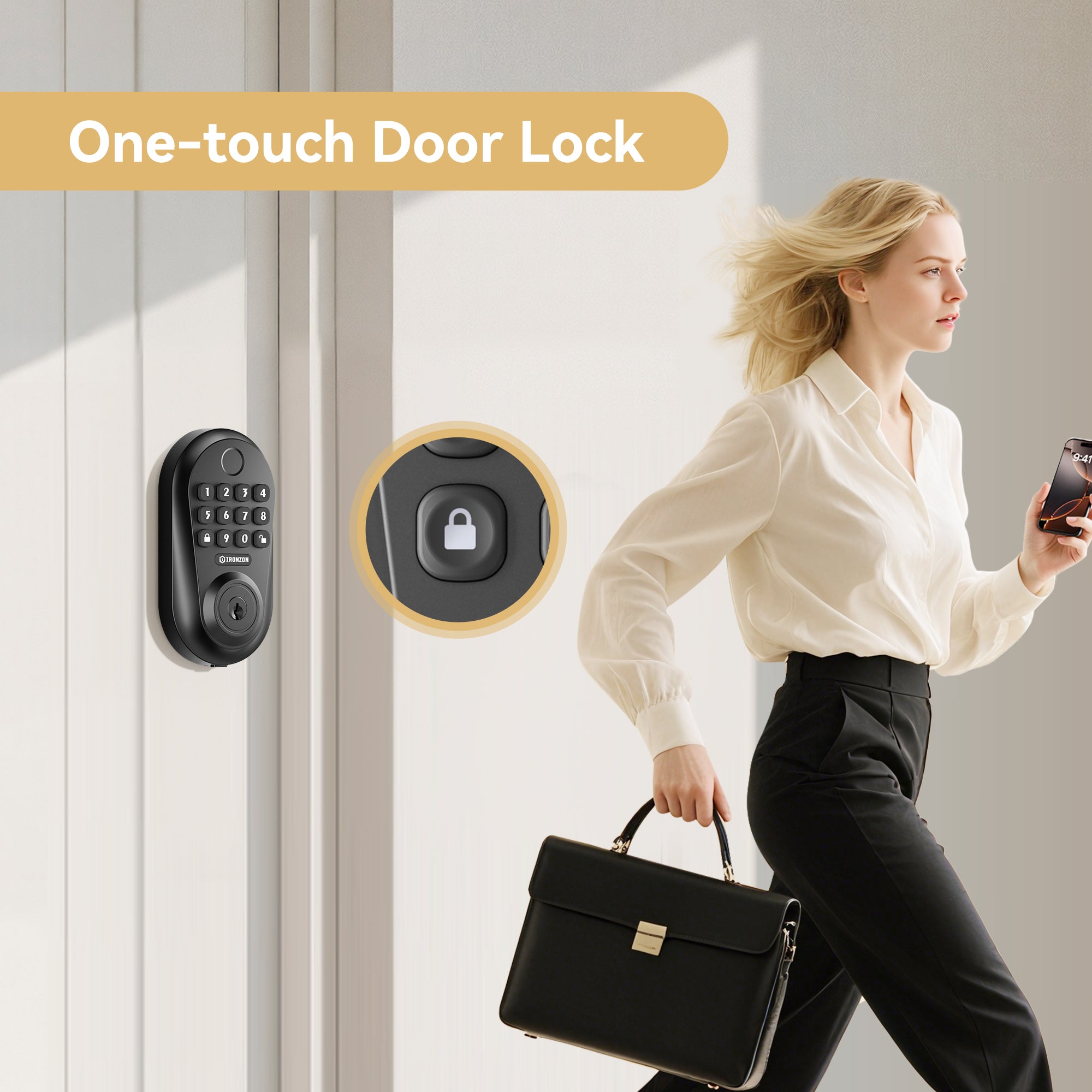 350Y Keyless Entry Door Lock Deadbolt with Fingerprint, Keypad, APP, Digital Auto-Locking Deadbolt, Easy Install for Front Door