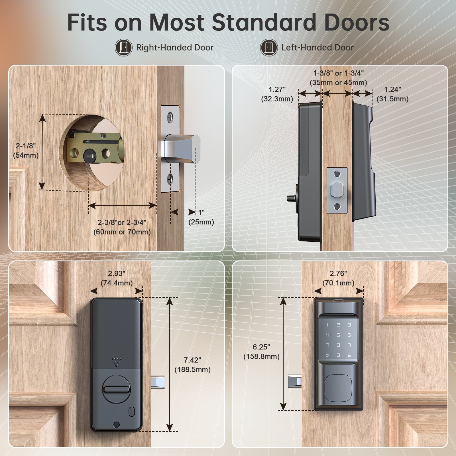 390Y 4-in-1 Smart Deadbolt Lock with Keypad/Fingerprint/App Control/Mechanical Key