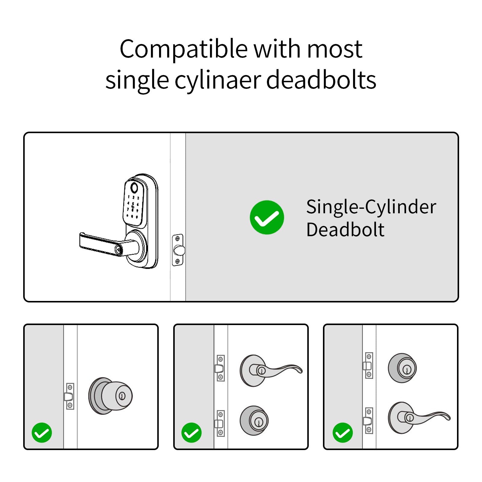 490TS 4-in-1 Bluetooth Deadbolt Smart Lock with Keypad/Fingerprint/App Control Silver